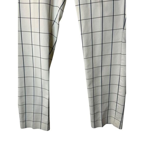 Banana Republic Ryan Pants Size 14L White Black Checkered Mid Rise Straight Leg - Picture 3 of 13